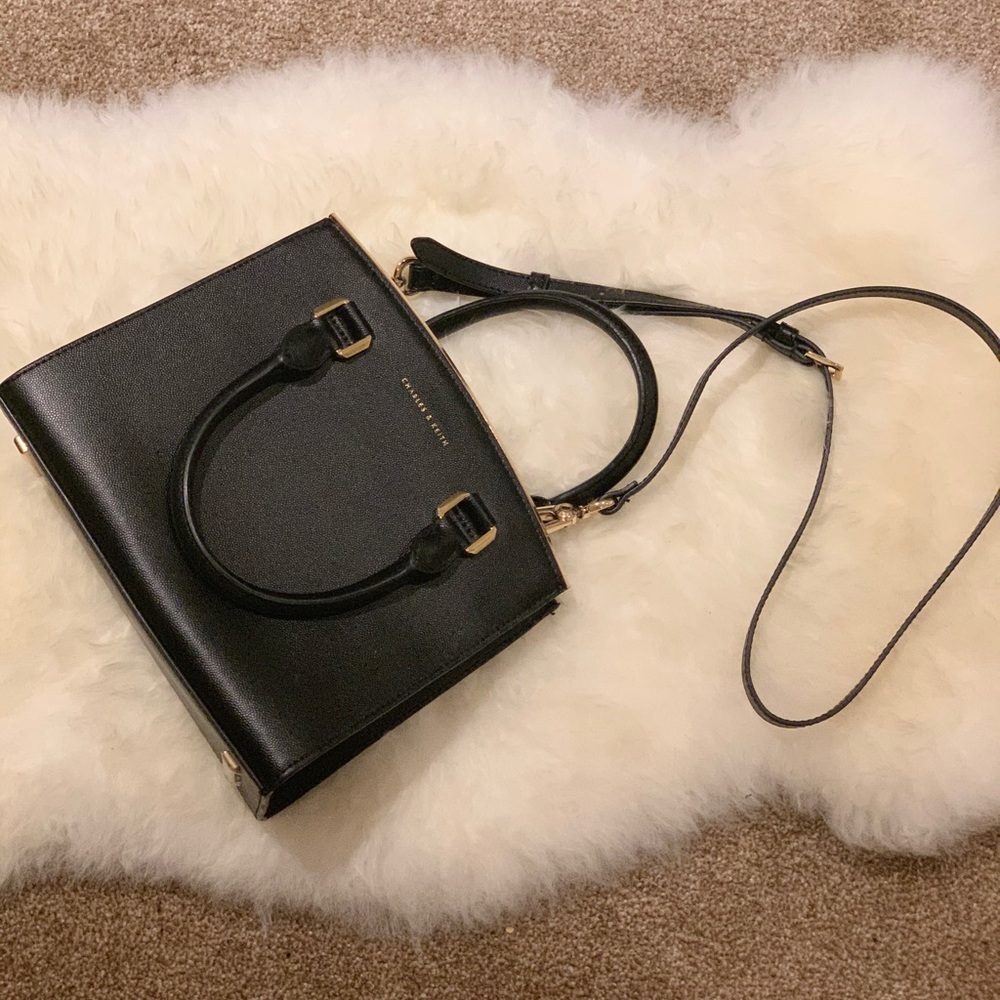 Charles & Keith Black Top-Handle Crossbody Bag